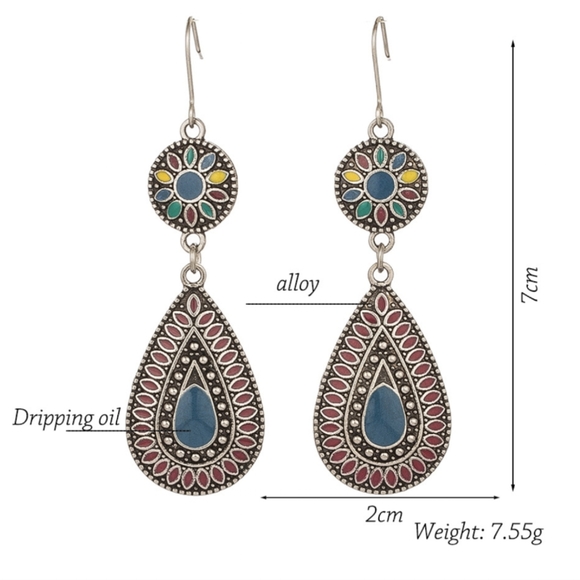 Boho Festival Folk Colorful Drop Dangle Earrings - Picture 4 of 5